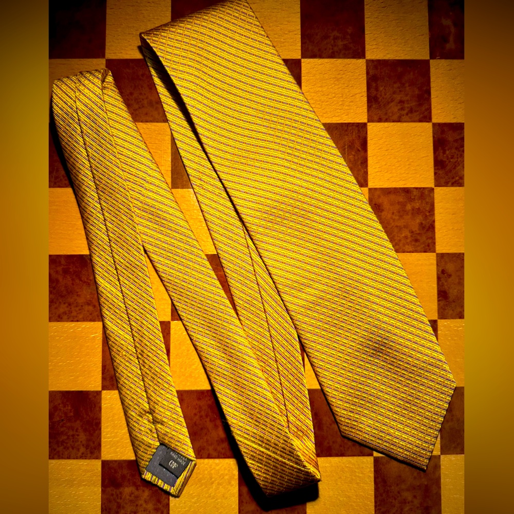 Daniel De Fasson Studio Silk Tie – Yellow & Purple Stripes colorful classic